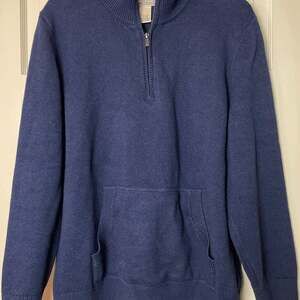 L.L. Bean Sweater Mens XL Blue Wicket Soft Quarter Zip Cotton & Cashmere